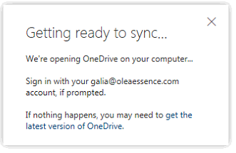 OneDrive Getting Ready to Sync